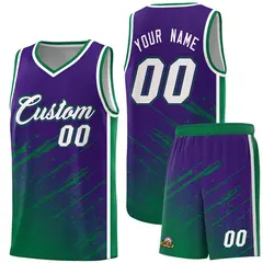 Purple Kelly Green Graffiti Splash Basketball Uniforms 1