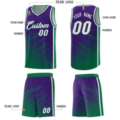 Purple Kelly Green Graffiti Splash Basketball Uniforms 5