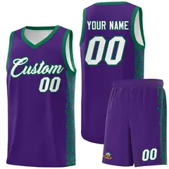 Purple Kelly Green Indians Pattern Basketball Uniform Jersey