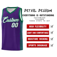 Purple Kelly Green Indians Pattern Basketball Uniform Jersey 2