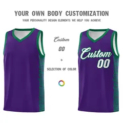 Purple Kelly Green Indians Pattern Basketball Uniform Jersey 3