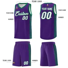Purple Kelly Green Indians Pattern Basketball Uniform Jersey 5