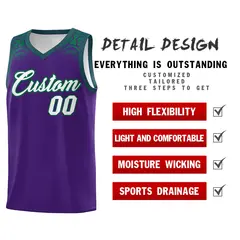 Purple Kelly Green Indians Print Basketball Uniform Jersey 2