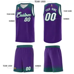 Purple Kelly Green Indians Print Basketball Uniform Jersey 5