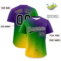 Purple Kelly Green Mardi Gras Authentic Baseball Jersey 3