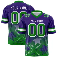 Purple Kelly Green Star Gradient Flag Football Jersey 1