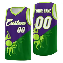 Purple Kelly Green Sunburst Two Tone Basketball Jersey 1