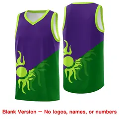 Purple Kelly Green Sunburst Two Tone Basketball Jersey 2