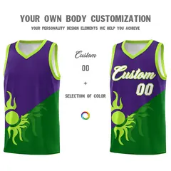 Purple Kelly Green Sunburst Two Tone Basketball Jersey 4