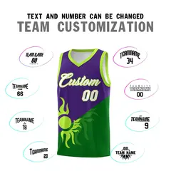Purple Kelly Green Sunburst Two Tone Basketball Jersey 5