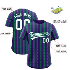 Purple Kelly Green Thick Stripe Star Pattern Baseball Jersey 2
