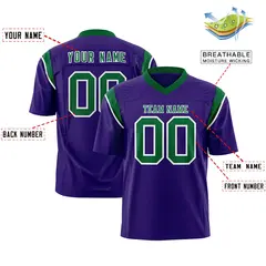 Purple Kelly Green Two-Tone Shoulder Cut Flag Football Jersey 2