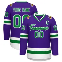 Purple Kelly Green-White Classic Hockey Jersey 1