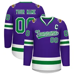 Purple Kelly Green-White Classic Hockey Jersey 1