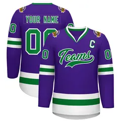 Purple Kelly Green-White Classic Hockey Jersey 1