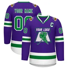 Purple Kelly Green-White Classic Hockey Jersey 1