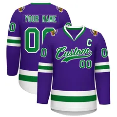 Purple Kelly Green-White Classic Hockey Jersey 1