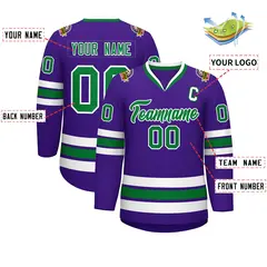 Purple Kelly Green-White Classic Hockey Jersey 2