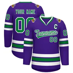 Purple Kelly Green-White Classic Hockey Jersey 1