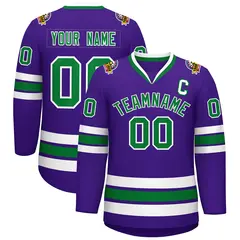 Purple Kelly Green-White Classic Hockey Jersey