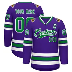 Purple Kelly Green-White Classic Hockey Jersey 1