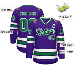 Purple Kelly Green-White Classic Hockey Jersey 2