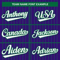 Purple Kelly Green-White Stripe Full Button Baseball Jersey 3
