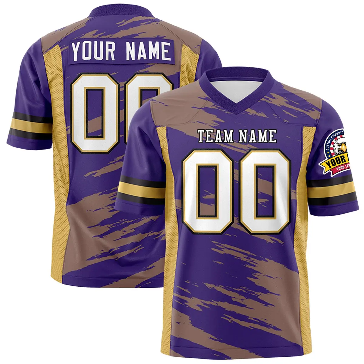Purple Khaki Scratch Pattern Authentic Football Jersey