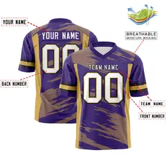 Purple Khaki Scratch Pattern Authentic Football Jersey 2