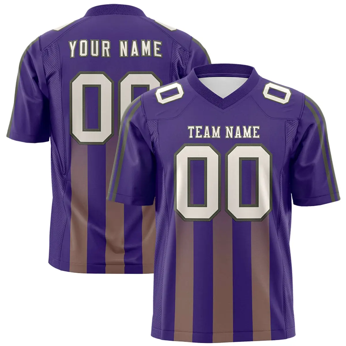 Purple Khaki Vertical Fine Stripe Gradient Football Jersey