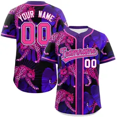 Purple Leopard Graffiti Pattern Authentic Baseball Jersey