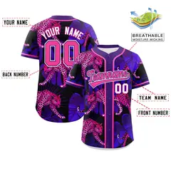 Purple Leopard Graffiti Pattern Authentic Baseball Jersey 2