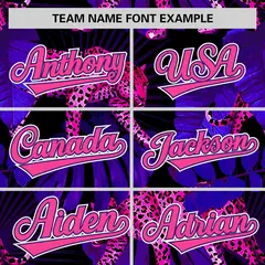 Purple Leopard Graffiti Pattern Authentic Baseball Jersey 3