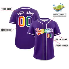 Purple LGBT Rainbow Pride Month Baseball Jersey 2