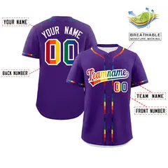 Purple LGBT Rainbow Pride Month Baseball Jersey 2
