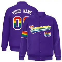 Purple LGBT Rainbow Pride Month Letterman Baseball Jacket