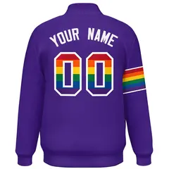 Purple LGBT Rainbow Pride Month Letterman Baseball Jacket 4