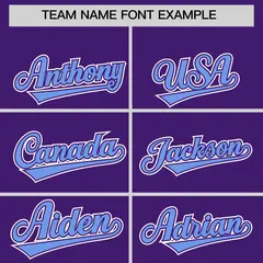 Purple Light Blue Edge Color Block Baseball Jersey 3