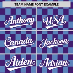 Purple Light Blue Plaid Fashion Authentic Baseball Jersey 3