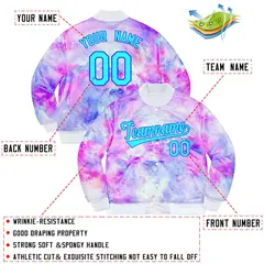 Purple Light Blue-Royal Splashes Graffiti Varsity Jacket 2