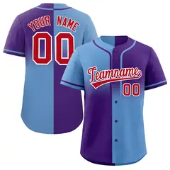 Purple Light Blue Symmetrical Gradient Baseball Jersey 1