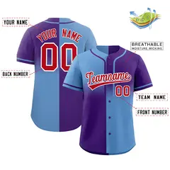 Purple Light Blue Symmetrical Gradient Baseball Jersey 2