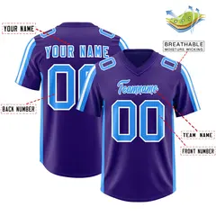 Purple Light Blue White Side Stripe Football Jersey 2