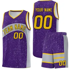 Purple Light Gray Dot Graffiti Irregular Pattern Basketball Jersey