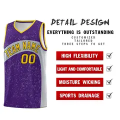 Purple Light Gray Dot Graffiti Irregular Pattern Basketball Jersey 2