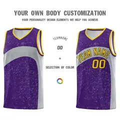 Purple Light Gray Dot Graffiti Irregular Pattern Basketball Jersey 3