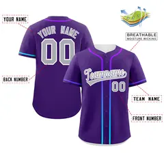 Purple Light Gray Gradient Ribbed Authentic Baseball Jersey 2