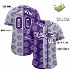 Purple Light Gray Split Flower Graffiti Baseball Jersey 2