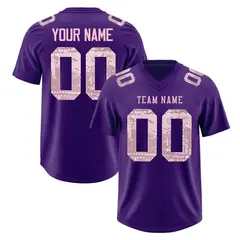 Purple Light Pink Sequin Lettering Football Jersey