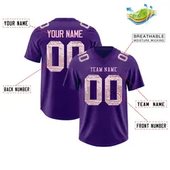 Purple Light Pink Sequin Lettering Football Jersey 2